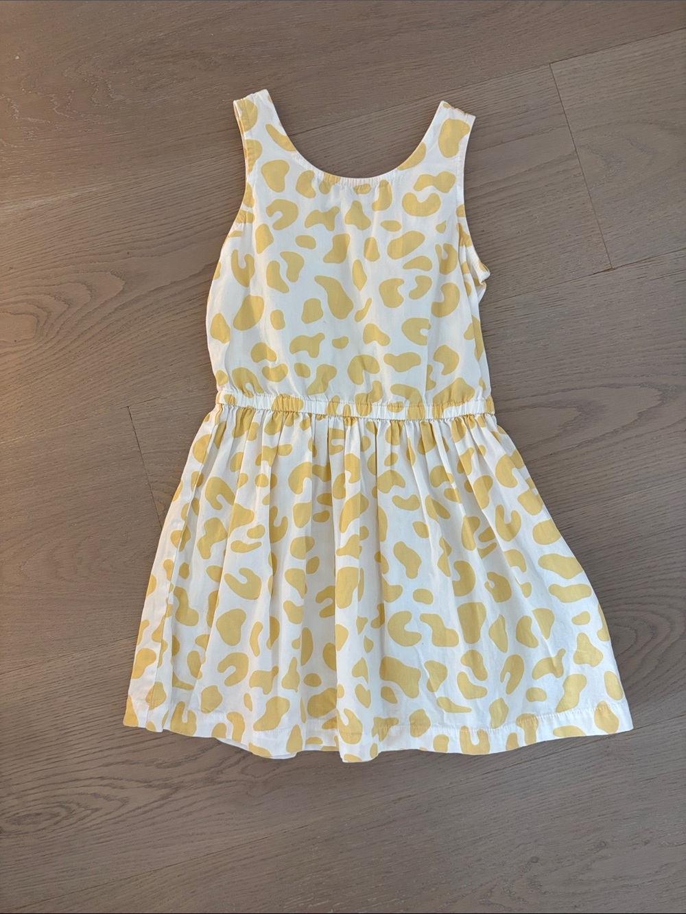 Girls' Yellow Spot Print Sleeveless Cotton Dress